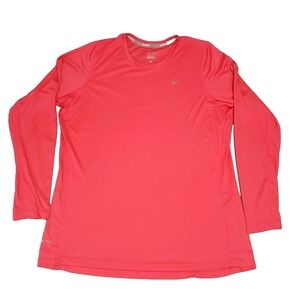 NIKE Women's Dri-Fit Miler Long‎ Sleeve Running Shirt Pink Reflective Silver 1X